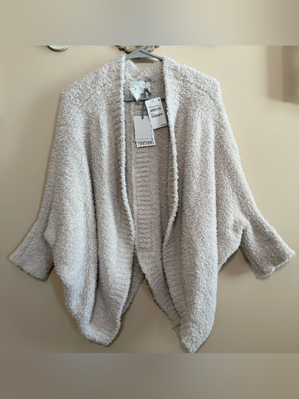 NWT Barefoot Dreams Cozy Chic Shrug Open-Front Draped Cardigan - Stone Sz L-XL